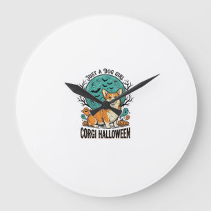 Relógio Grande Camisa de Halloween de Corgi para Meninas que Amam