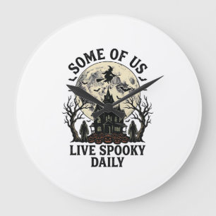 Relógio Grande Camisa de Halloween Diária com Lua Assombrada Vint