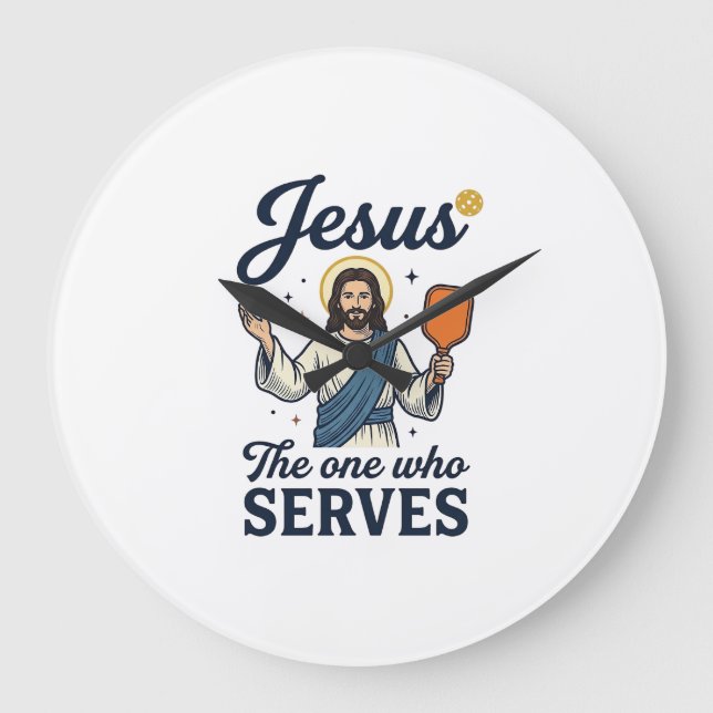 Relógio Grande Camisa de Jesus Pickleball O Que Serve (Frente)