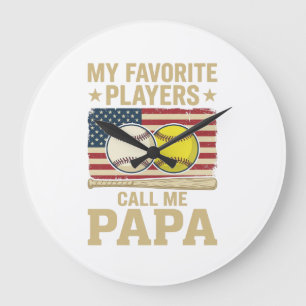 Relógio Grande Camisa de jogador de beisebol de softbol do papai 