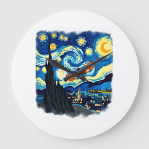 Relógio Grande Camisa de Libélula Artística Van Gogh Noite Estrel