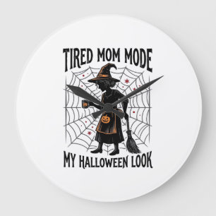 Relógio Grande Camisa de Mãe de Halloween Fantasia Cansada Gráfic