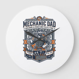 Relógio Grande Camisa de Mecânico do Dia do Pai Pai Engraçado Pre