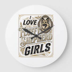 Relógio Grande Camisa de Menina Pastor Alemão Vintage Gravação Cã