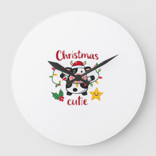 Relógio Grande Camisa de Natal Cow Christmas Cutie Cows Christmas