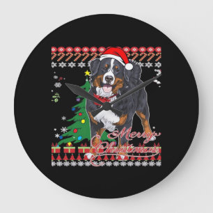 Relógio Grande Camisa de Natal Feia de Cachorro Montanha Bernesa