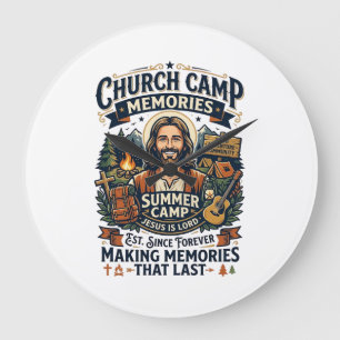 Relógio Grande Camisa de Nostalgia do Acampamento da Igreja Jesus