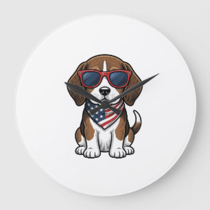 Relógio Grande Camisa de Óculos de Sol de Cachorro Beagle Patriot