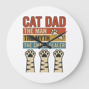Relógio Grande Camisa de Pai de Gato O Revendedor de Lanche Amant