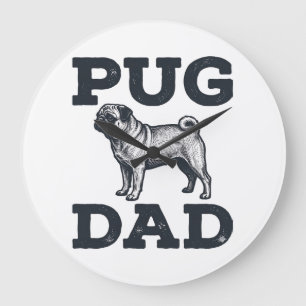 Relógio Grande Camisa de Pai de Pug com Desenho de Gravura Vintag