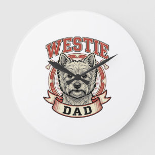 Relógio Grande Camisa de Pai Westie Vintage para Amantes de Cães