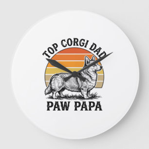 Relógio Grande Camisa de Papai Corgi Vintage Sunset Dog Papa Pres