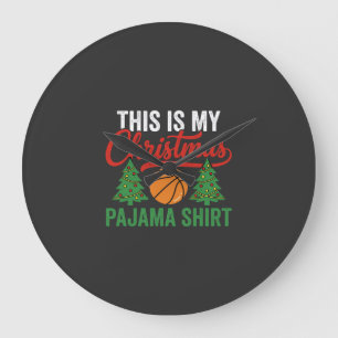 Relógio Grande Camisa de pijama de Natal de basquete
