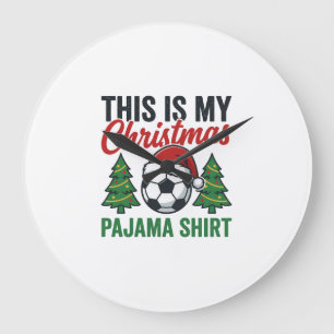 Relógio Grande Camisa de pijama de Natal de futebol