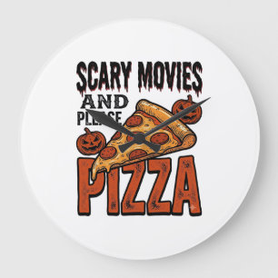 Relógio Grande Camisa de Pizza de Terror para Fãs de Noite de Fil