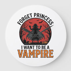 Relógio Grande Camisa de Princesa Vampira Assustadora Retro Desen