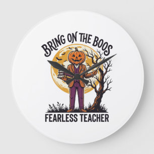 Relógio Grande Camisa de professor de Halloween Gravura Vintage A