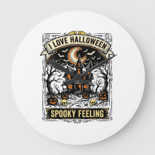 Relógio Grande Camisa de Sentimento de Halloween Casa Assombrada