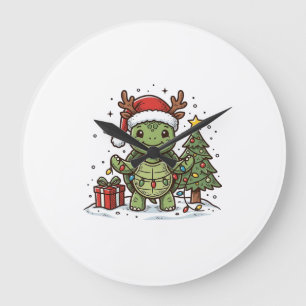 Relógio Grande Camisa de Tartaruga de Natal Fofo com Gravação Vin
