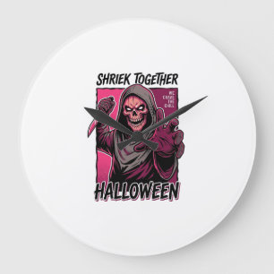 Relógio Grande Camisa de Terror Vintage com Slasher Gravado Hallo