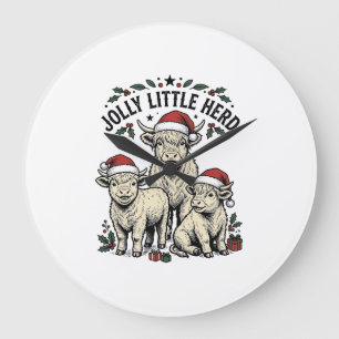 Relógio Grande Camisa de Vaca de Natal Arte de Rebanho de Férias 