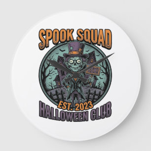 Relógio Grande Camisa de Zumbi de Halloween Divertida Esquadrão A