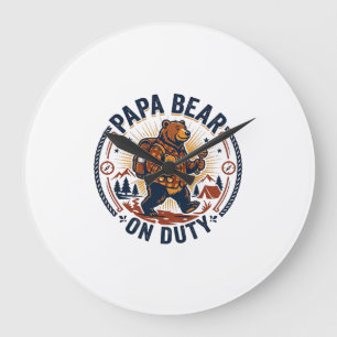 Relógio Grande Camisa do Dia dos Pais Papai Urso de Serviço Roupa