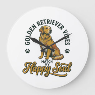 Relógio Grande Camisa do Golden Retriever Gravação Vintage Amante