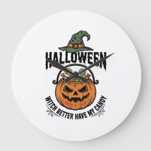 Relógio Grande Camisa engraçada de bruxa de Halloween com design