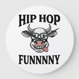 Relógio Grande Camisa engraçada de hip hop de vaca com desenho de