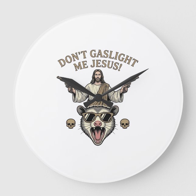 Relógio Grande Camisa engraçada de Jesus Gambá com desenho de gra (Frente)
