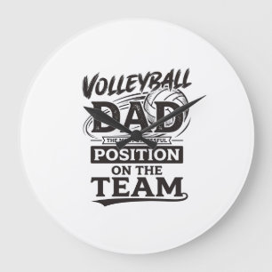 Relógio Grande Camisa engraçada de pai de vôlei vintage posição t
