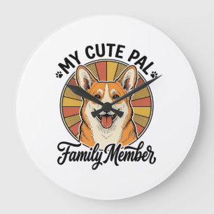 Relógio Grande Camisa Família Corgi Design de Amante de Pet Vinta