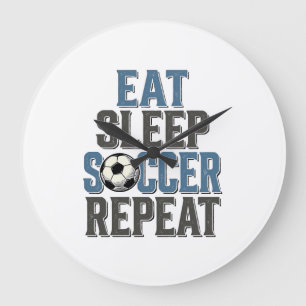 Relógio Grande Camisa Futebol Comer Dormir Repetir Tipografia Vin