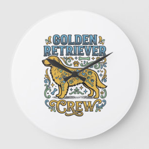 Relógio Grande Camisa Golden Retriever Com Arte Vintage De Amante