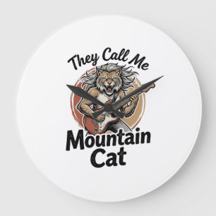 Relógio Grande Camisa Gráfica Vintage de Gato na Montanha_1