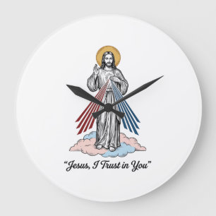 Relógio Grande Camisa Jesus Eu Confio em Você Vintage Desenho