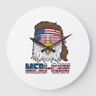 Relógio Grande Camisa Meri-Caw Águia Patriótica Gravura Vintage_1