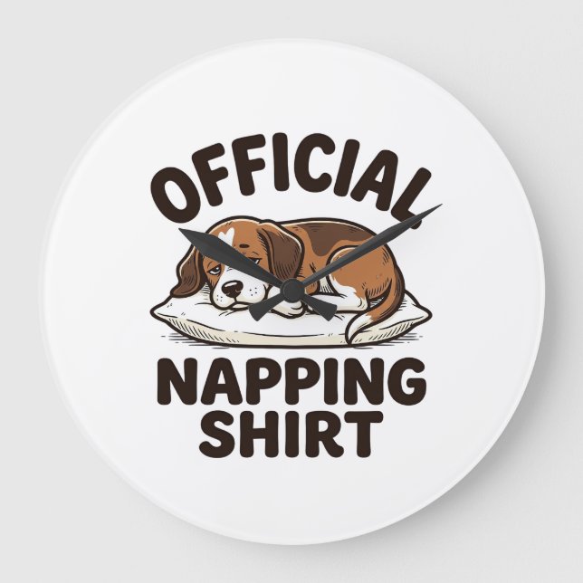 Relógio Grande Camisa Oficial de Cochilo Cachorro Sonolento Desig (Frente)
