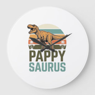 Relógio Grande Camisa Pappysaurus Dinossauro Engraçado Pôr do Sol