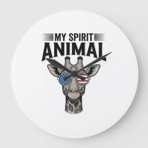 Relógio Grande Camisa Patriótica do Animal Espírito Girafa Vintag