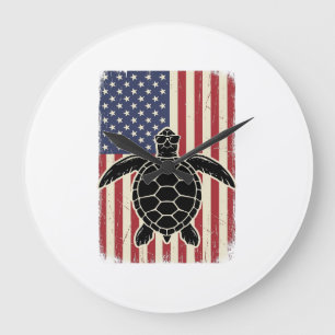Relógio Grande Camisa Patriótica Vintage da Tartaruga Marinha Ban
