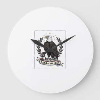 Relógio Grande Camisa Patriótica Vintage Eagle Terra dos Livres D