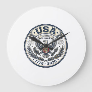 Relógio Grande Camisa USA 250 Anos Liberdade Águia Vintage Crachá