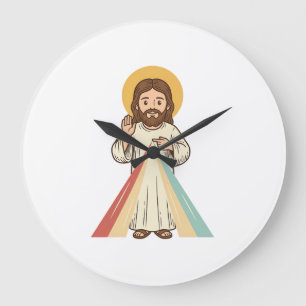 Relógio Grande Camisa Vetorial de Bênção Religiosa Vintage Design