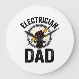 Relógio Grande Camisa Vetorial de Gravura Vintage Pai Eletricista