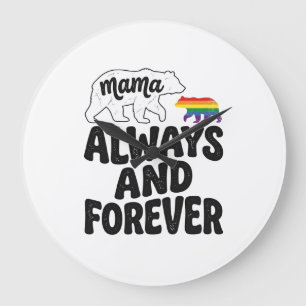 Relógio Grande Camisa Vintage Arco-Íris Mama Bear Sempre E Para S