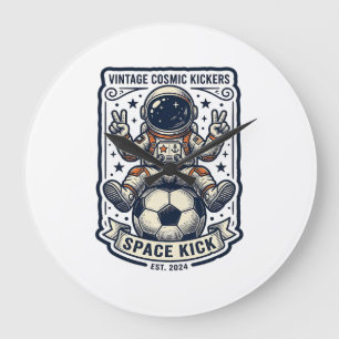 Relógio Grande Camisa Vintage Astronauta Futebol Sinal de Paz Des