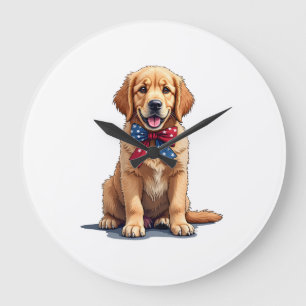 Relógio Grande Camisa Vintage de Cachorrinho Golden Retriever Pat