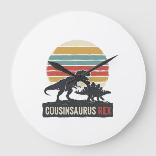 Relógio Grande Camisa Vintage de Dinossauro Engraçado Cousinsauru